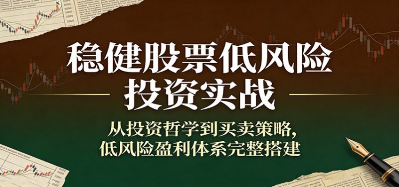 稳健股票低风险投资实战：从投资哲学到买卖策略，低风险盈利体系完整搭建祝你网-副业赚钱-互联网创业-资源整合祝你网