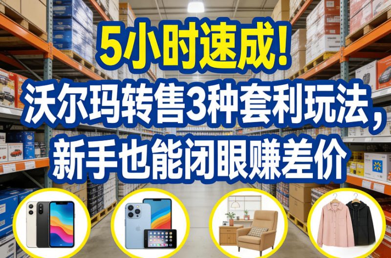 5小时速成!沃尔玛转售3种套利玩法,新手也能闭眼賺差价祝你网-副业赚钱-互联网创业-资源整合祝你网