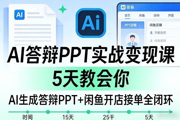 AI答辩PPT实战变现课，5天教会你，AI生成答辩PPT+闲鱼开店接单全闭环祝你网-副业赚钱-互联网创业-资源整合祝你网