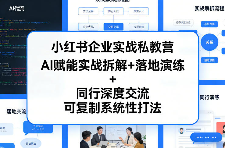 小红书企业实战私教营,AI赋能实战拆解+落地演练+同行深度交流,可复制系统性打法祝你网-副业赚钱-互联网创业-资源整合祝你网