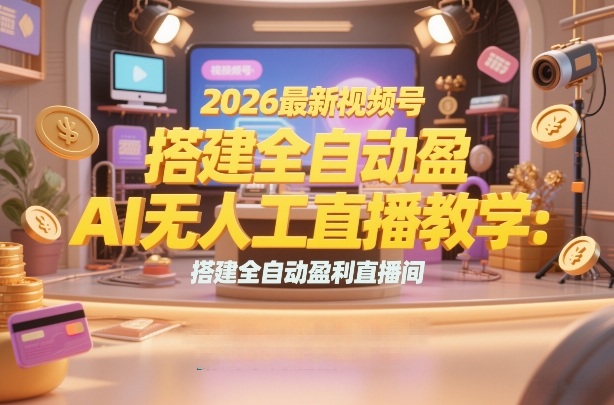 2026最新视频号AI无人直播教学：搭建全自动盈利直播间，低成本开启副业变现祝你网-副业赚钱-互联网创业-资源整合祝你网