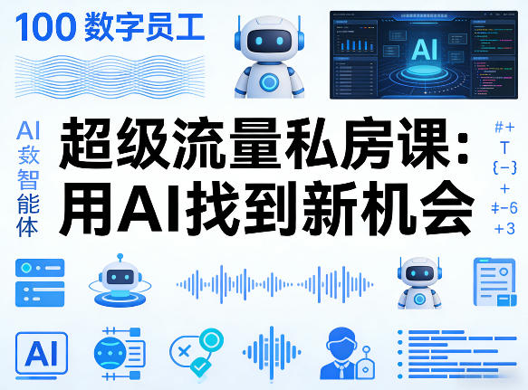你的AI数字员工100个智能体，超级流量私房课，用AI找到新机会祝你网-副业赚钱-互联网创业-资源整合祝你网
