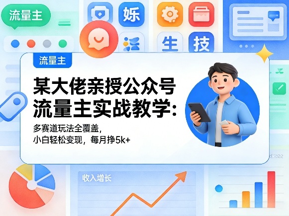 某大佬亲授公众号流量主实战教学:多赛道玩法全覆盖,小白轻松变现,每月多挣5k+祝你网-副业赚钱-互联网创业-资源整合祝你网
