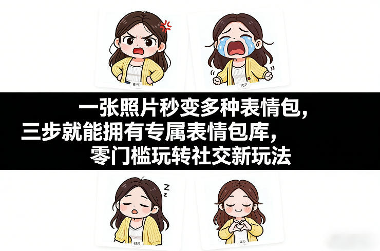 一张照片秒变多种表情包，三步就能拥有专属表情包库，零门槛玩转社交新玩法【文档】祝你网-副业赚钱-互联网创业-资源整合祝你网