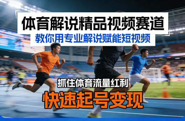体育解说精品视频赛道,教你用专业解说赋能短视频,抓住体育流量红利,快速起号变现祝你网-副业赚钱-互联网创业-资源整合祝你网