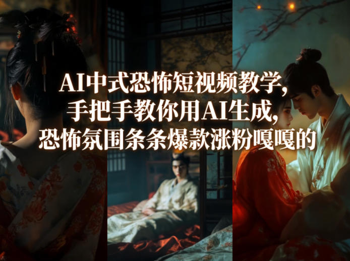 AI中式恐怖短视频教学,手把手教你用AI生成,恐怖氛围条条爆款涨粉嘎嘎的祝你网-副业赚钱-互联网创业-资源整合祝你网