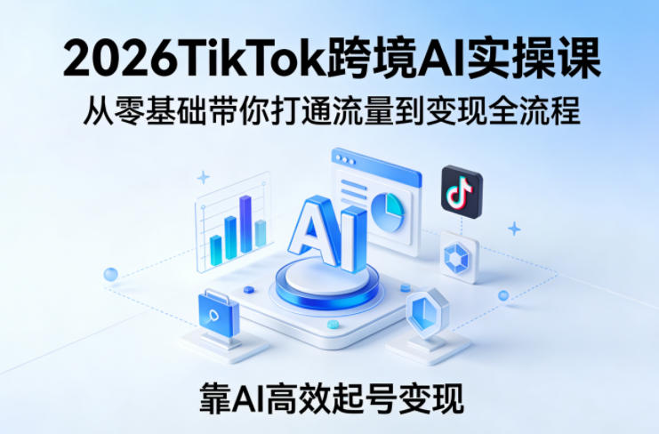 2026TikTok跨境AI实操课,从零基础带你打通流量到变现全流程,靠AI高效起号变现祝你网-副业赚钱-互联网创业-资源整合祝你网
