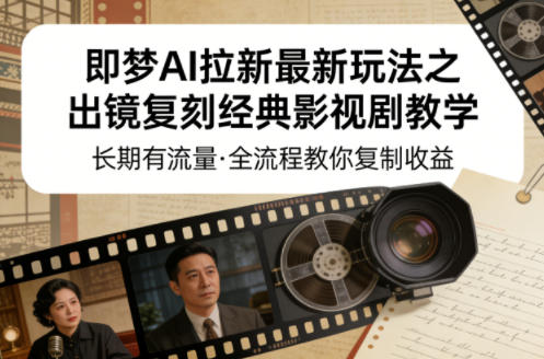 即梦AI拉新最新玩法之出镜复刻经典影视剧教学,长期有流量,全流程教你复制收益祝你网-副业赚钱-互联网创业-资源整合祝你网