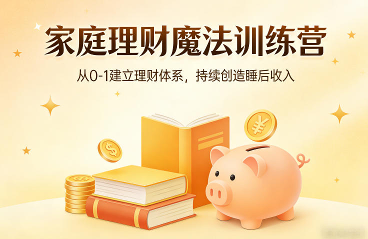 家庭理财魔法训练营，从0-1建立理财体系，持续创造睡后收入祝你网-副业赚钱-互联网创业-资源整合祝你网