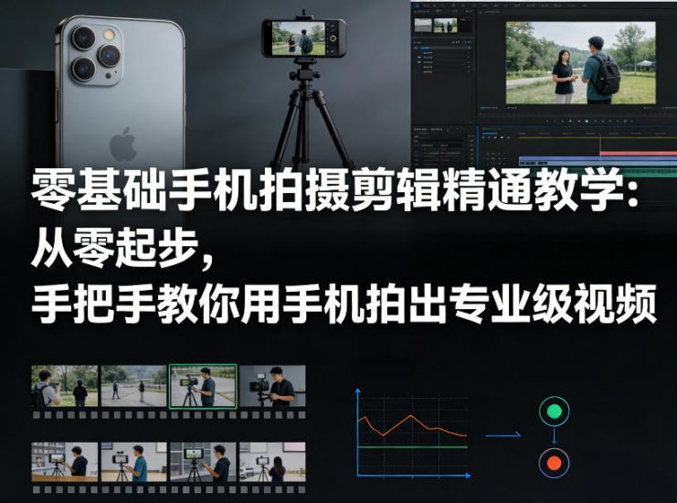 零基础手机拍摄剪辑精通教学：从零起步，手把手教你用手机拍出专业级视频祝你网-副业赚钱-互联网创业-资源整合祝你网