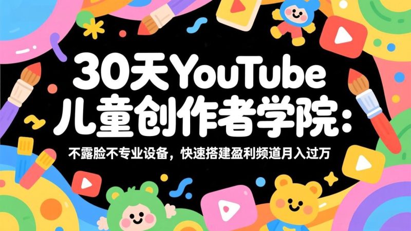 30天YouTube儿童创作者学院：不露脸不专业设备，快速搭建盈利频道月入过万祝你网-副业赚钱-互联网创业-资源整合祝你网