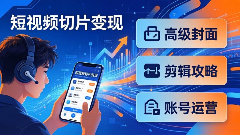 短视频切片变现速成班2.0:高级封面+剪辑攻略+账号运营,0基础小白快速入局副业祝你网-副业赚钱-互联网创业-资源整合祝你网