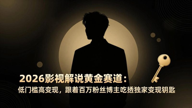 2026影视解说黄金赛道:低门槛高变现,跟着百万粉丝博主吃透独家变现钥匙祝你网-副业赚钱-互联网创业-资源整合祝你网