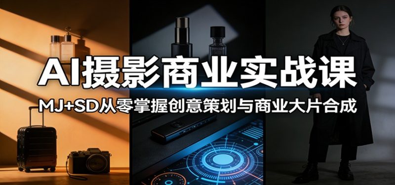AI摄影商业实战课:MJ+SD从零掌握创意策划与商业大片合成祝你网-副业赚钱-互联网创业-资源整合祝你网
