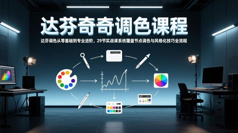 达芬奇调色从零基础到专业进阶，29节实战课系统覆盖节点调色与风格化技巧全流程祝你网-副业赚钱-互联网创业-资源整合祝你网