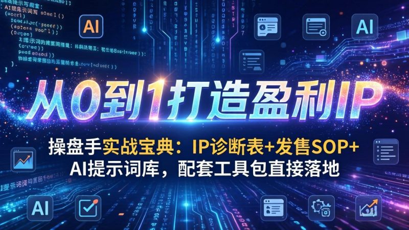 操盘手实战宝典：IP诊断表+发售SOP+AI提示词库，配套工具包直接落地，从0到1打造盈利IP祝你网-副业赚钱-互联网创业-资源整合祝你网