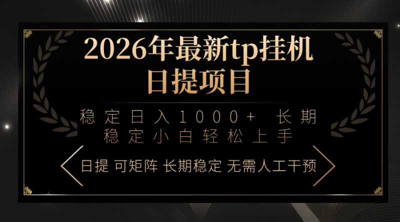 2026年最新tp挂机日提项目:稳定日入1000+小白轻松上手祝你网-副业赚钱-互联网创业-资源整合祝你网