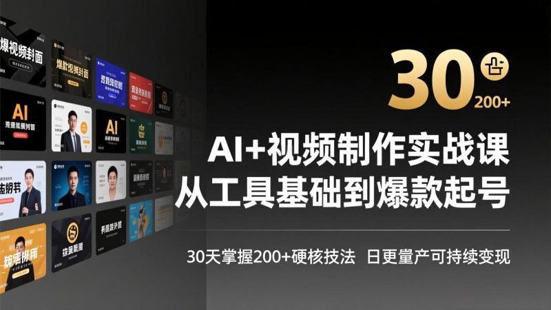 AI+视频制作实战班-3月更新：从工具基础到爆款起号，30天掌握200+硬核技法，日更量产可持续变现祝你网-副业赚钱-互联网创业-资源整合祝你网