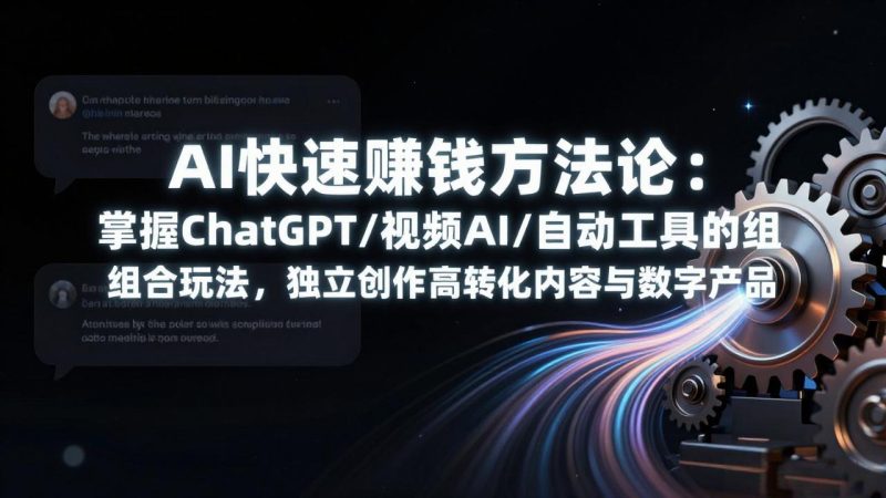 AI快速赚钱方法论：掌握ChatGPT/视频AI/自动化工具的组合玩法，独立创作高转化内容与数字产品祝你网-副业赚钱-互联网创业-资源整合祝你网