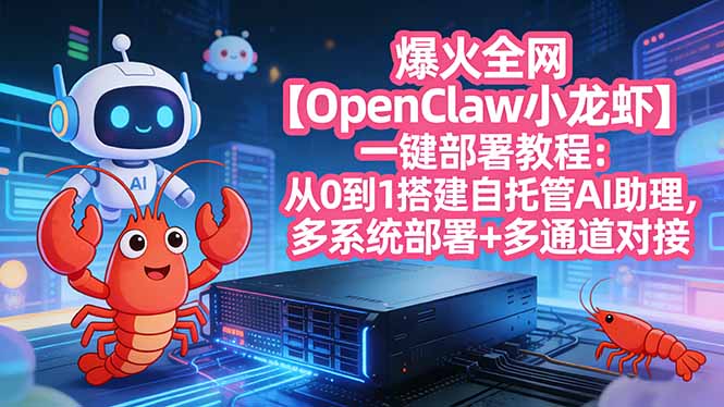 爆火全网【OpenClaw 小龙虾】一键部署教程：从0到1搭建自托管AI助理，多系统部署+多通道对接祝你网-副业赚钱-互联网创业-资源整合祝你网