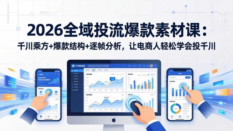 2026全域投流爆款素材课:千川乘方+爆款结构+逐帧分析,让电商人轻松学会投千川祝你网-副业赚钱-互联网创业-资源整合祝你网