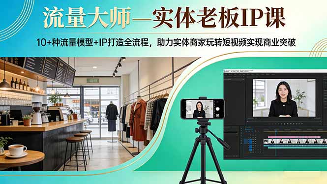 流量大师—实体老板IP课：10+种流量模型+IP打造全流程，助力实体商家玩转短视频实现商业突破祝你网-副业赚钱-互联网创业-资源整合祝你网