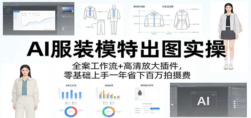 AI服装模特出图实操：全案工作流+ 高清放大插件，零基础上手一年省下百万拍摄费祝你网-副业赚钱-互联网创业-资源整合祝你网
