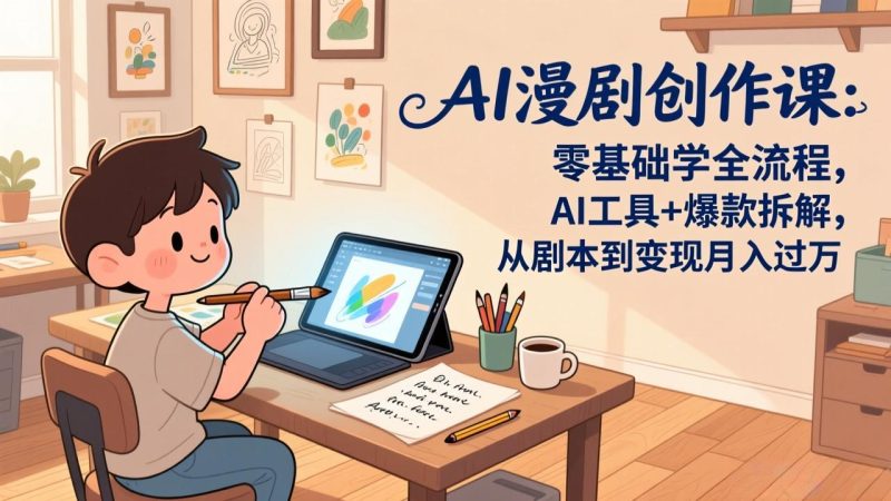 AI漫剧创作课:零基础学全流程,AI工具+爆款拆解,从剧本到变现月入过万祝你网-副业赚钱-互联网创业-资源整合祝你网
