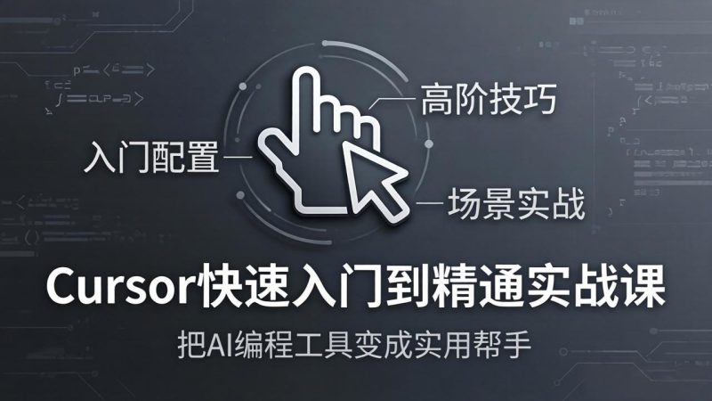 Cursor快速入门到精通实战课:入门配置+高阶技巧+场景实战,把AI编程工具变成实用帮手祝你网-副业赚钱-互联网创业-资源整合祝你网