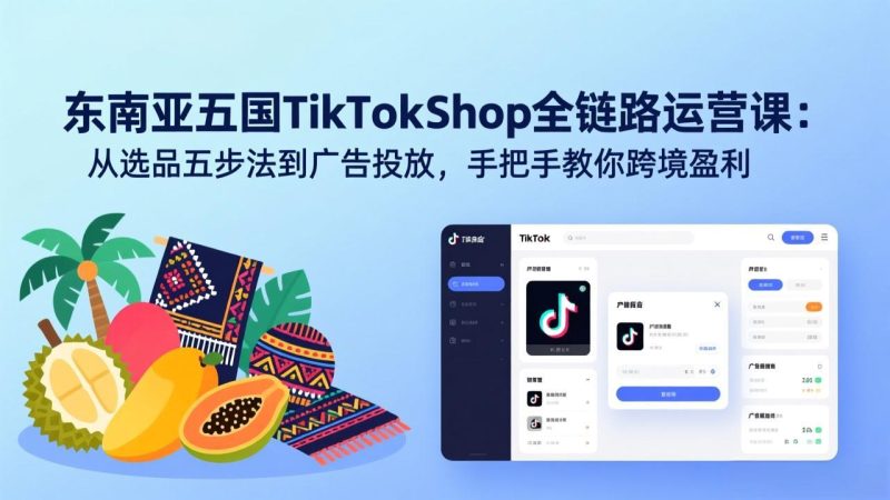 东南亚五国TikTok Shop全链路运营课：从选品五步法到广告投放，手把手教你跨境盈利祝你网-副业赚钱-互联网创业-资源整合祝你网
