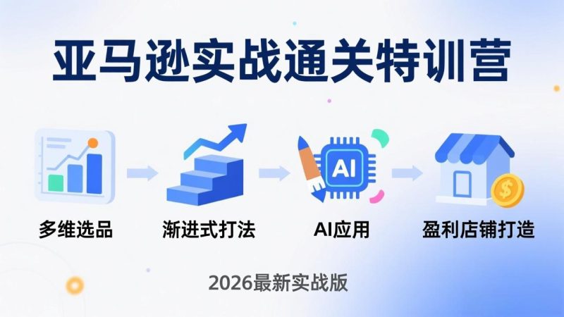 亚马逊实战通关特训营：2026年3月更新，多维选品+渐进式打法+AI应用，从0到1打造盈利店铺祝你网-副业赚钱-互联网创业-资源整合祝你网