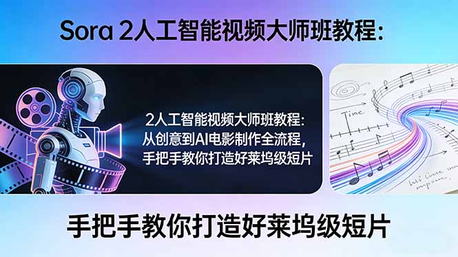 Sora 2人工智能视频大师班教程：从创意到AI电影制作全流程，手把手教你打造好莱坞级短片祝你网-副业赚钱-互联网创业-资源整合祝你网