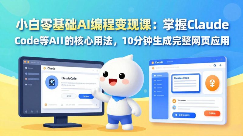 小白零基础AI编程变现课:掌握Claude Code等AI工具的核心用法,10分钟生成完整网页应用祝你网-副业赚钱-互联网创业-资源整合祝你网
