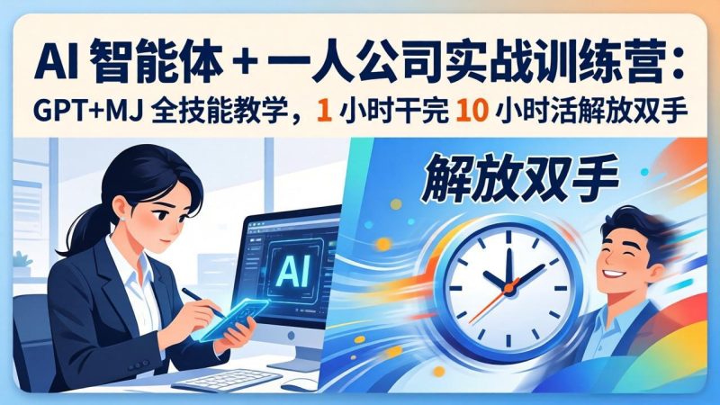AI 智能体 + 一人公司实战训练营：GPT+MJ 全技能教学，1 小时干完 10 小时活解放双手祝你网-副业赚钱-互联网创业-资源整合祝你网