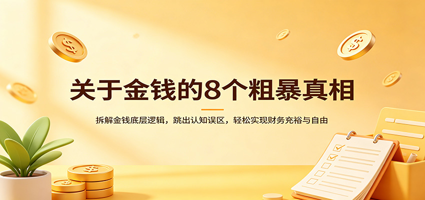 关于金钱的8个粗暴真相：拆解金钱底层逻辑，跳出认知误区，轻松实现财务充裕与自由祝你网--专注互联网创业.信息差副业研究拒绝割韭菜祝你网