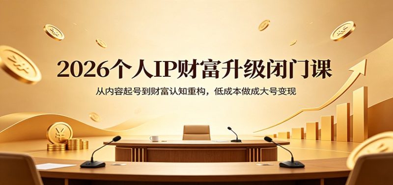 2026个人IP财富升级闭门课：从内容起号到财富认知重构，低成本做成大号变现祝你网-副业赚钱-互联网创业-资源整合祝你网