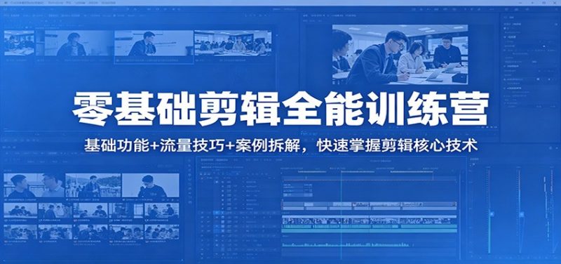 零基础剪辑全能训练营：基础功能+流量技巧+案例拆解，快速掌握剪辑核心技术祝你网-副业赚钱-互联网创业-资源整合祝你网
