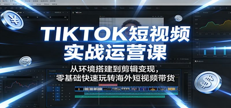TIKTOK短视频实战运营课：从环境搭建到剪辑变现，零基础快速玩转海外短视频带货祝你网-副业赚钱-互联网创业-资源整合祝你网
