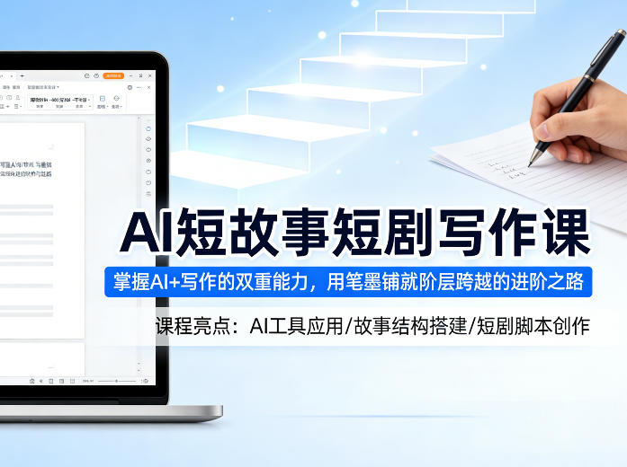 AI短故事短剧写作课,掌握AI+写作的双重能力,用笔墨铺就阶层跨越的进阶之路祝你网-副业赚钱-互联网创业-资源整合祝你网
