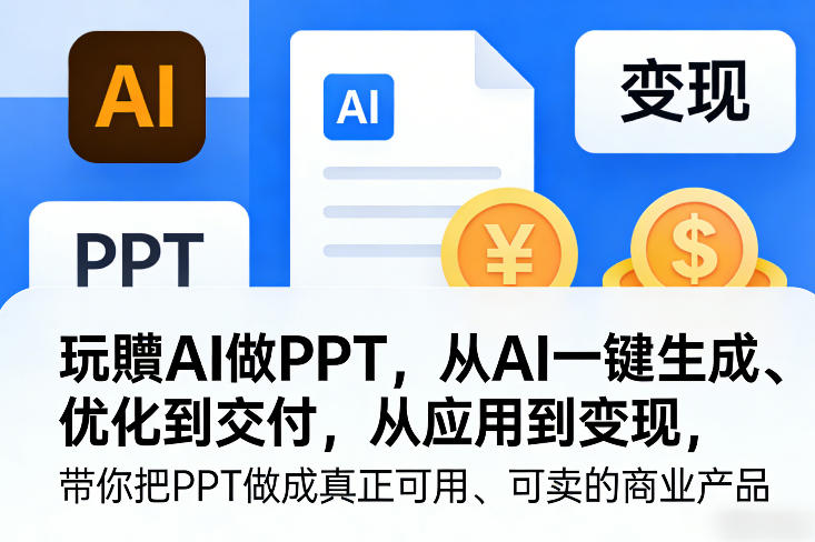 玩賺AI做PPT，从AI一键生成、优化到交付，从应用到变现，带你把PPT做成真正可用、可卖的商业产品（更新0421）祝你网-副业赚钱-互联网创业-资源整合祝你网