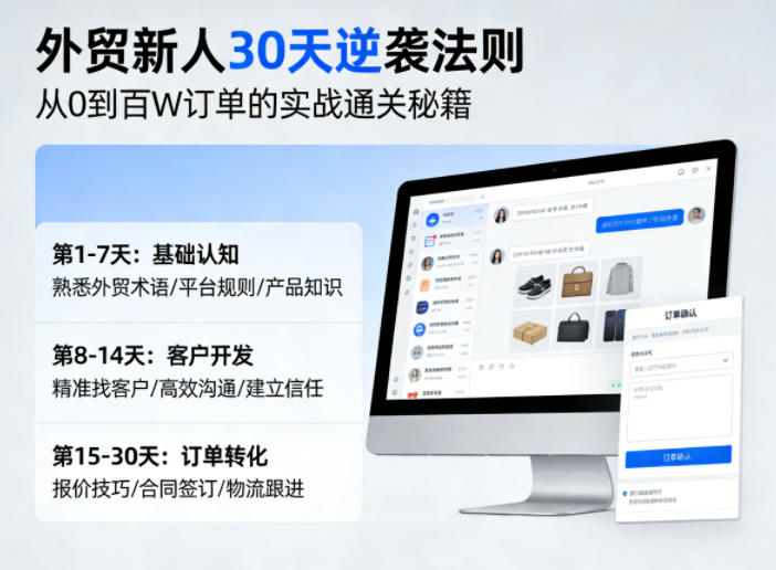 外贸新人30天逆袭法则，教你从0到百W订单的实战通关秘籍祝你网-副业赚钱-互联网创业-资源整合祝你网