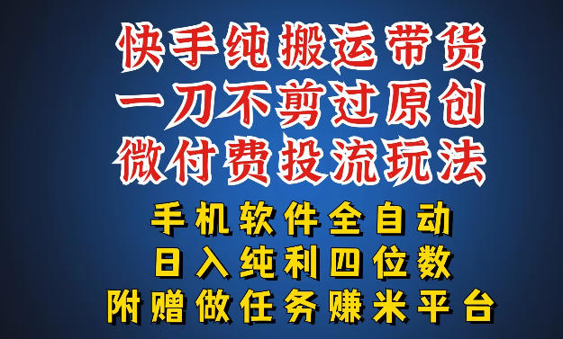 最新黑科技快手搬运带货方法，手机就能操作，轻松带你日入四位数祝你网-副业赚钱-互联网创业-资源整合祝你网