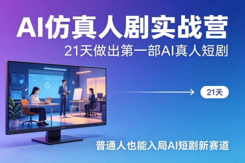 AI仿真人剧实战营,21天做出第一部AI真人短剧,普通人也能入局AI短剧新赛道祝你网-副业赚钱-互联网创业-资源整合祝你网