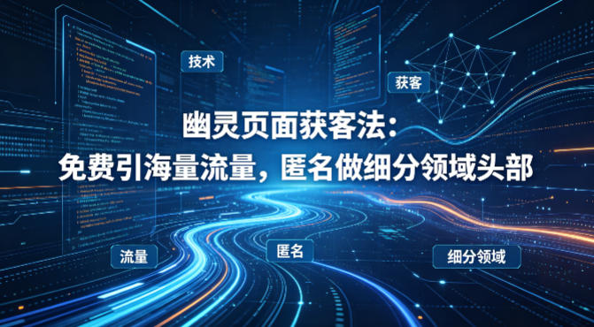 用懂技术！幽灵页面获客法：免费引海量流量，匿名做细分领域头部祝你网-副业赚钱-互联网创业-资源整合祝你网
