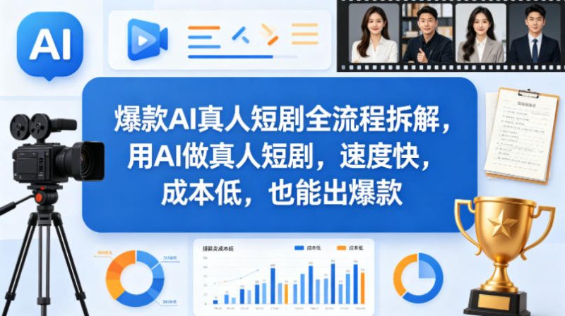 爆款AI真人短剧全流程拆解，用AI做真人短剧，速度快，成本低，也能出爆款祝你网-副业赚钱-互联网创业-资源整合祝你网