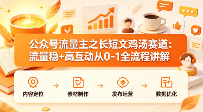 公众号流量主之长短文鸡汤赛道，流量稳+高互动，从0-1全流程讲解祝你网-副业赚钱-互联网创业-资源整合祝你网