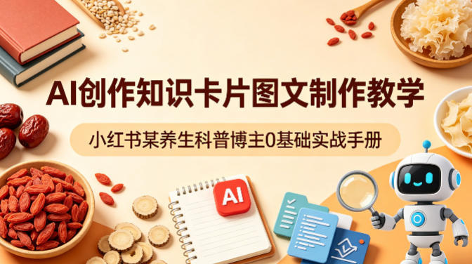 AI创作知识卡片图文制作教学，小红书某养生科普博主0基础实战手册祝你网-副业赚钱-互联网创业-资源整合祝你网
