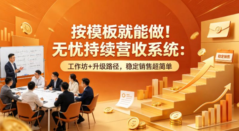 按模板就能做！无忧持续营收系统：工作坊+升级路径，稳定销售超简单【原创双语字幕】祝你网-副业赚钱-互联网创业-资源整合祝你网