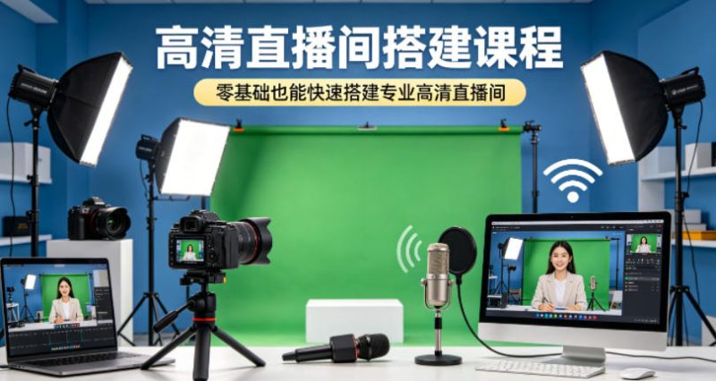 高清直播间搭建课程，零基础也能快速搭建专业高清直播间祝你网-副业赚钱-互联网创业-资源整合祝你网