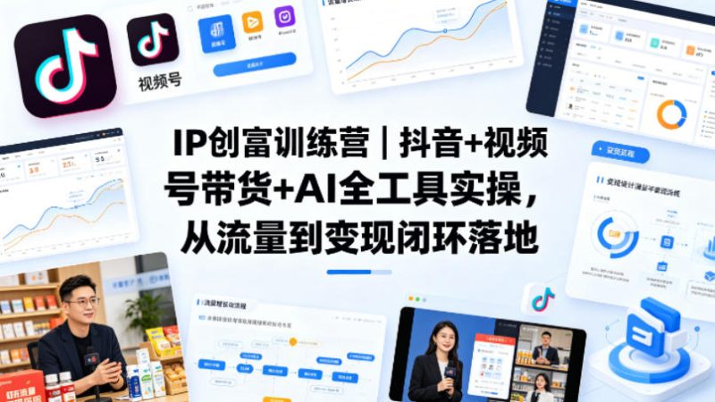 IP创富训练营｜抖音+视频号带货+AI全工具实操，从流量到变现闭环落地祝你网-副业赚钱-互联网创业-资源整合祝你网